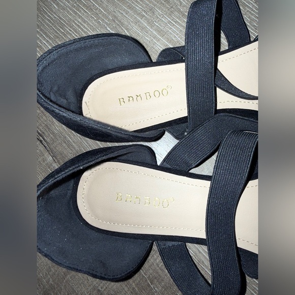 BAMBOO Black Flats with Straps - Picture 2 of 5